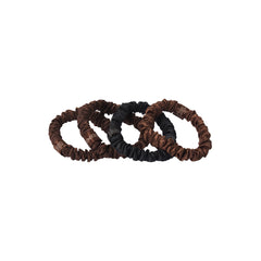 SLIP X SKIMS PURE SILK SKINNY SCRUNCHIES 4-PACK | DEEP FLAT ON A WHITE BACKGROUND | FLT @ | FOCUS: 0.9, 0.1, 0.7