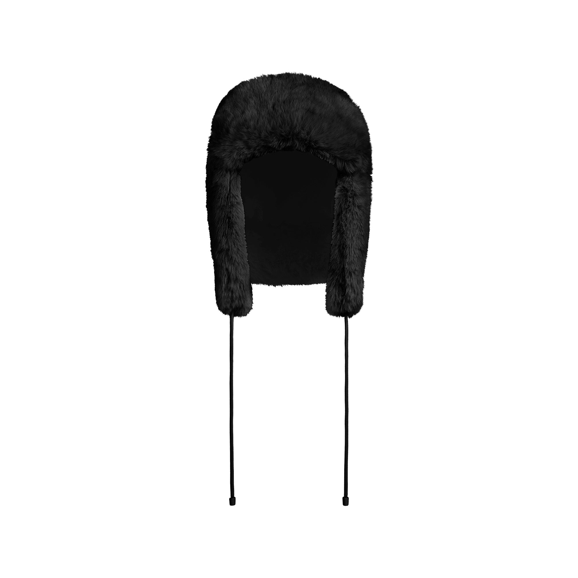 FAUX FUR TRAPPER HAT | OBSIDIAN FLAT ON A WHITE BACKGROUND | FLT