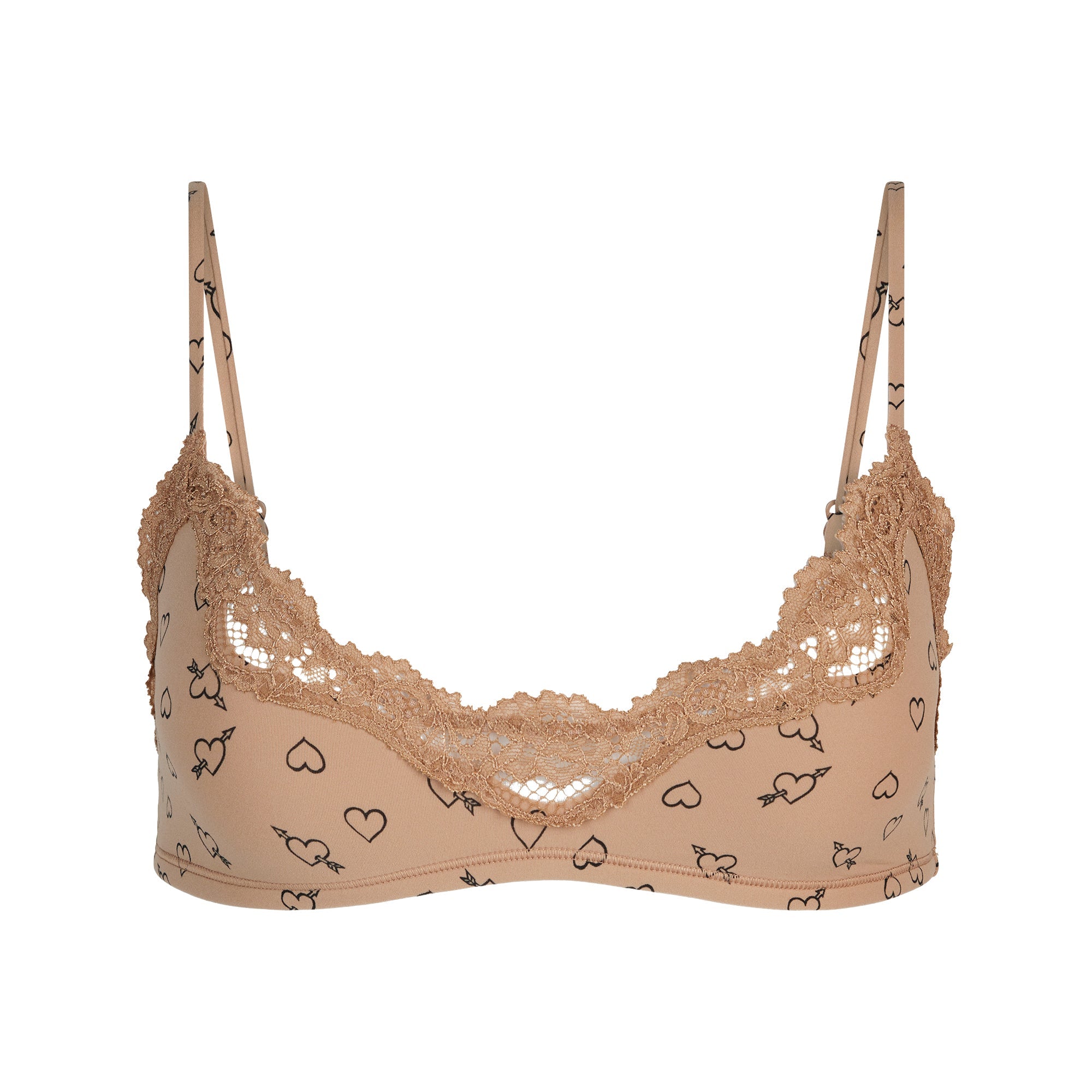 FITS EVERYBODY LACE SCOOP BRALETTE 2-PACK | ONYX AND SKETCHED HEARTS FLAT ON A WHITE BACKGROUND | FLT