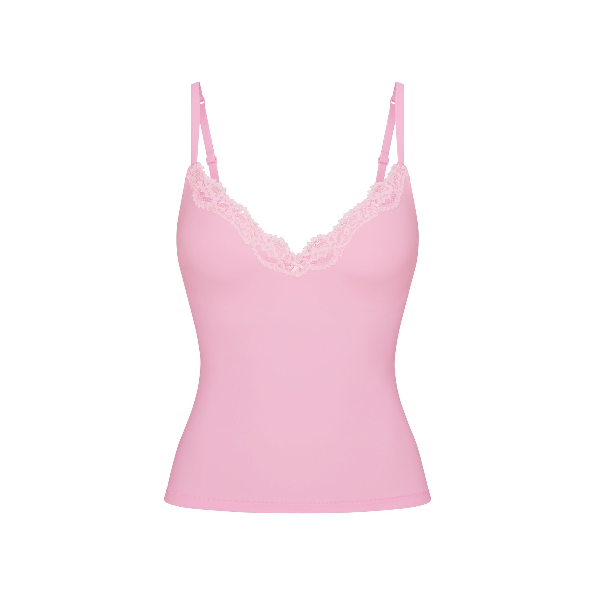 FITS EVERYBODY LACE PUSH-UP CAMI | BUBBLEGUM TONAL FLAT ON A WHITE BACKGROUND @ | FLT