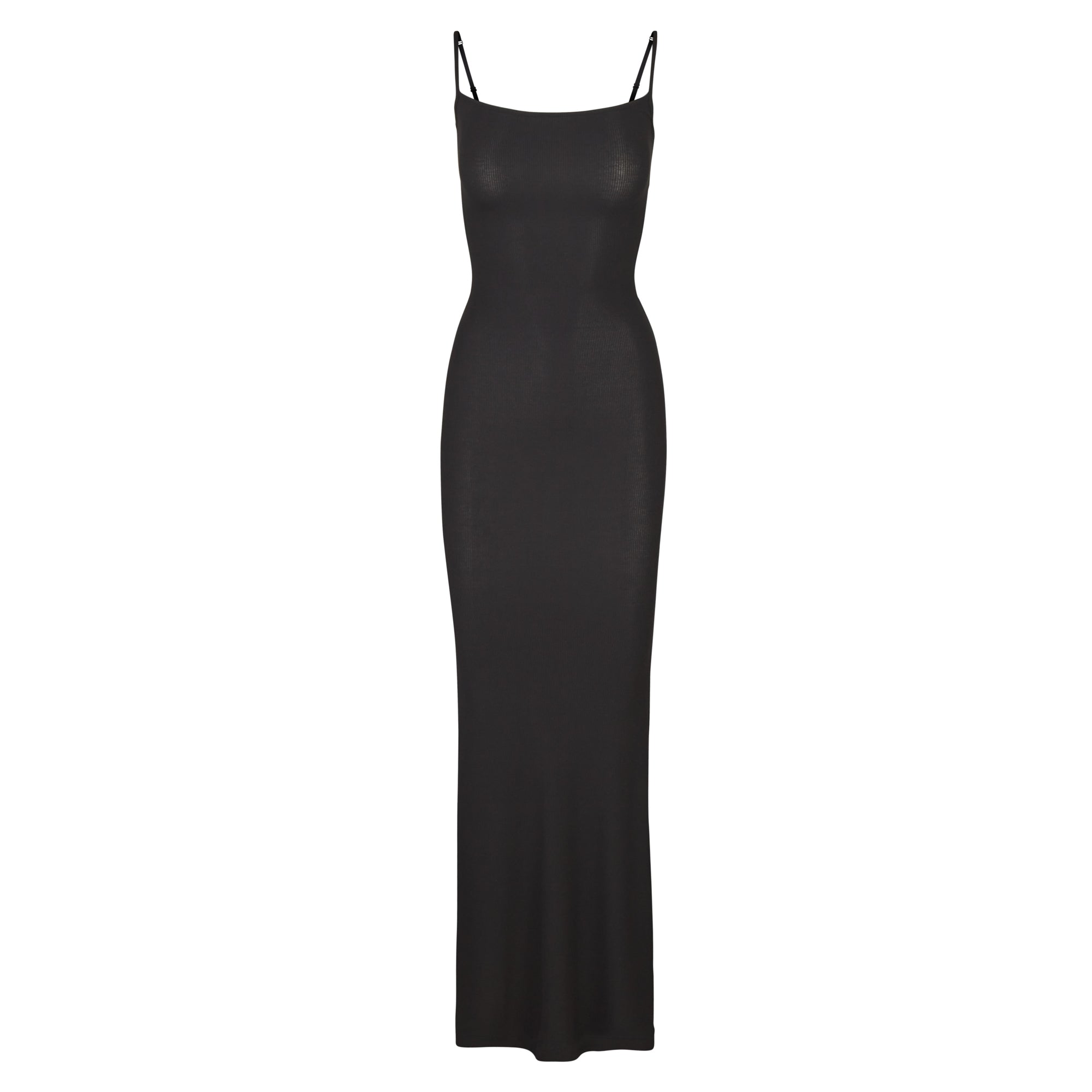 SOFT LOUNGE LONG SLIP DRESS | ONYX LAYS FLAT ON A WHITE BACKGROUND | FLT