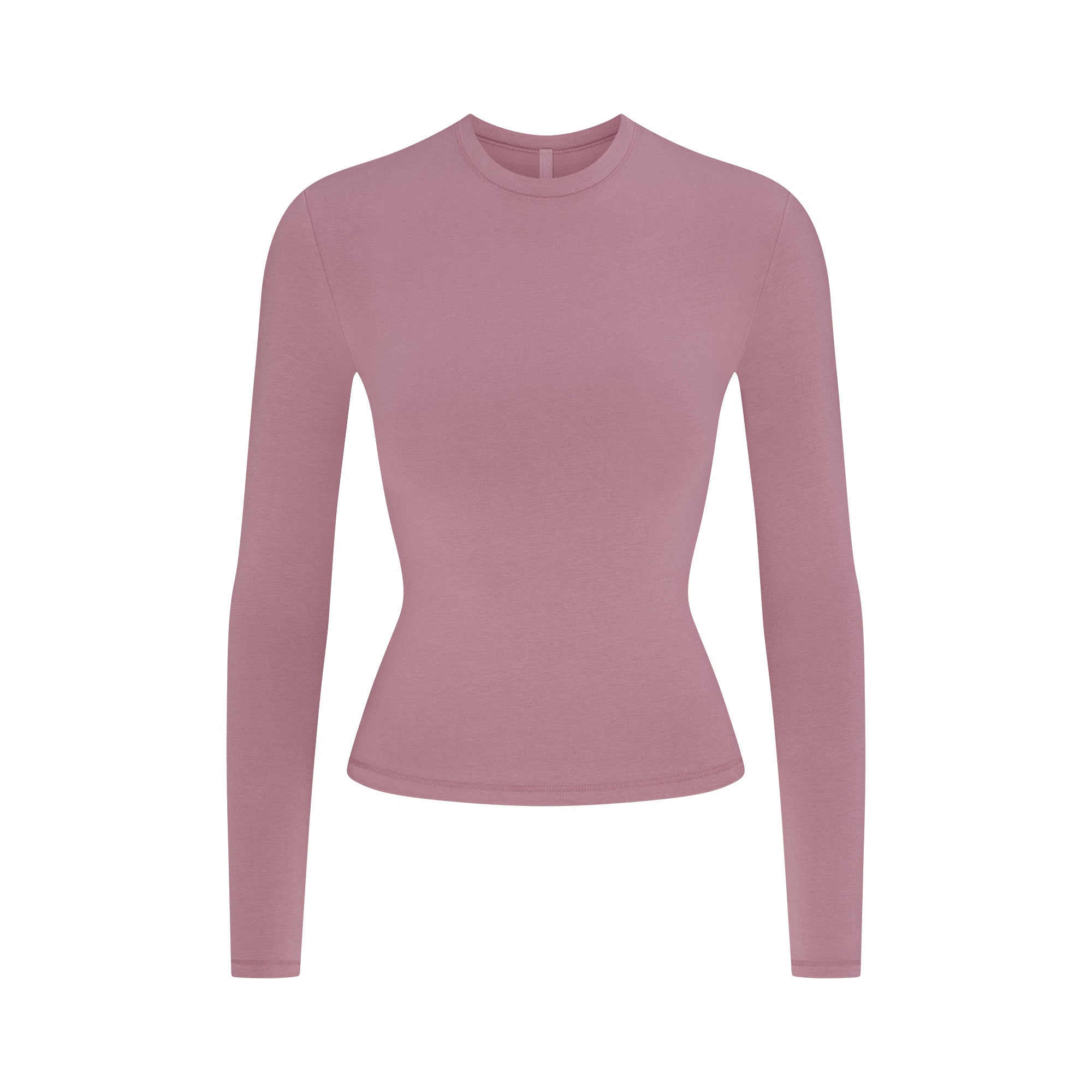COTTON JERSEY LONG SLEEVE T-SHIRT | MUTED MAUVE FLAT ON A WHITE BACKGROUND | FLT