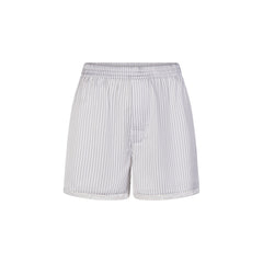 WOVEN SHINE LACE BOXER | SILVER TRIPLE PINSTRIPE FLAT ON A WHITE BACKGROUND | FLT