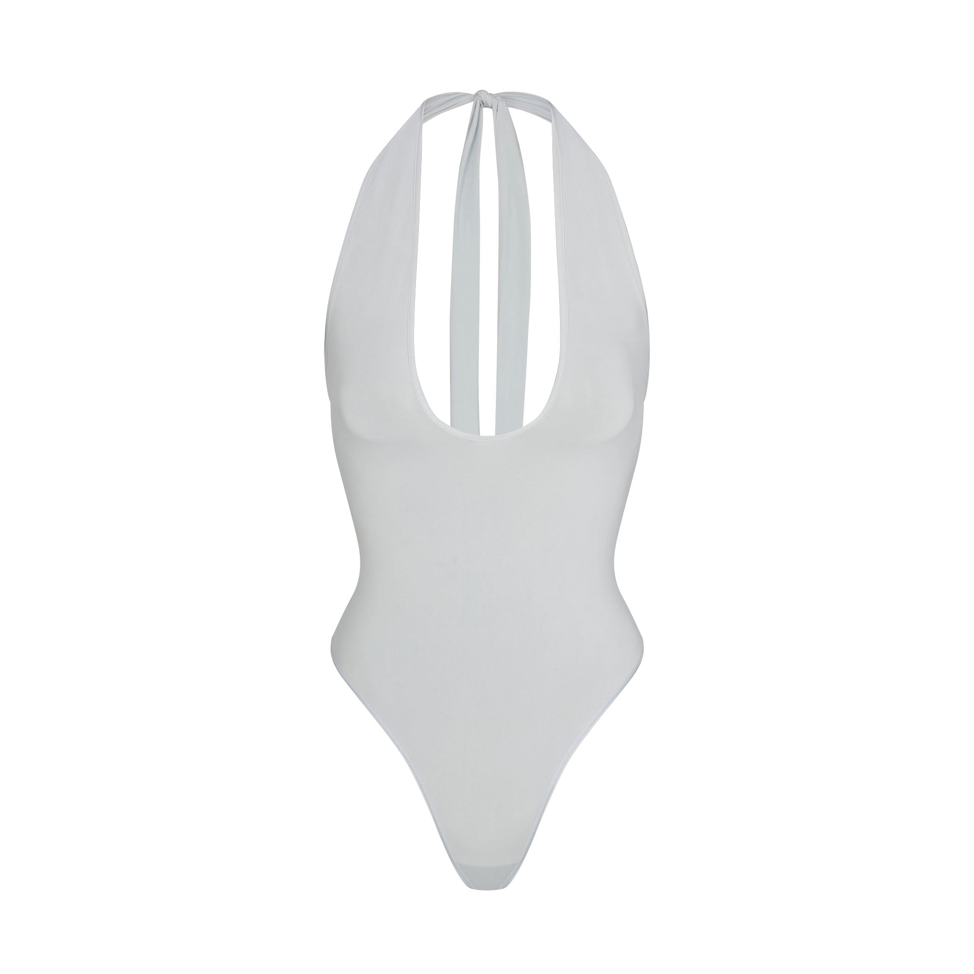 CUPRO JERSEY HALTER BODYSUIT | PEARL FLAT ON A WHITE BACKGROUND | FLT