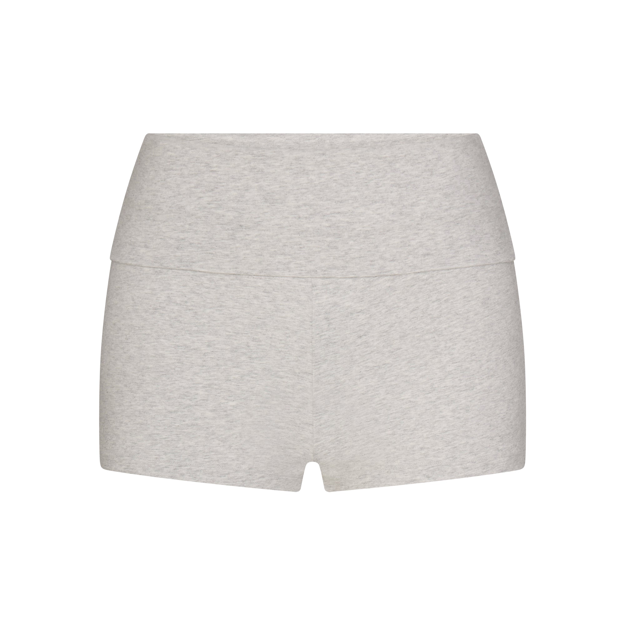 COTTON JERSEY FOLDOVER SHORT | LIGHT HEATHER GREY FLAT ON A WHITE BACKGROUND | FLT