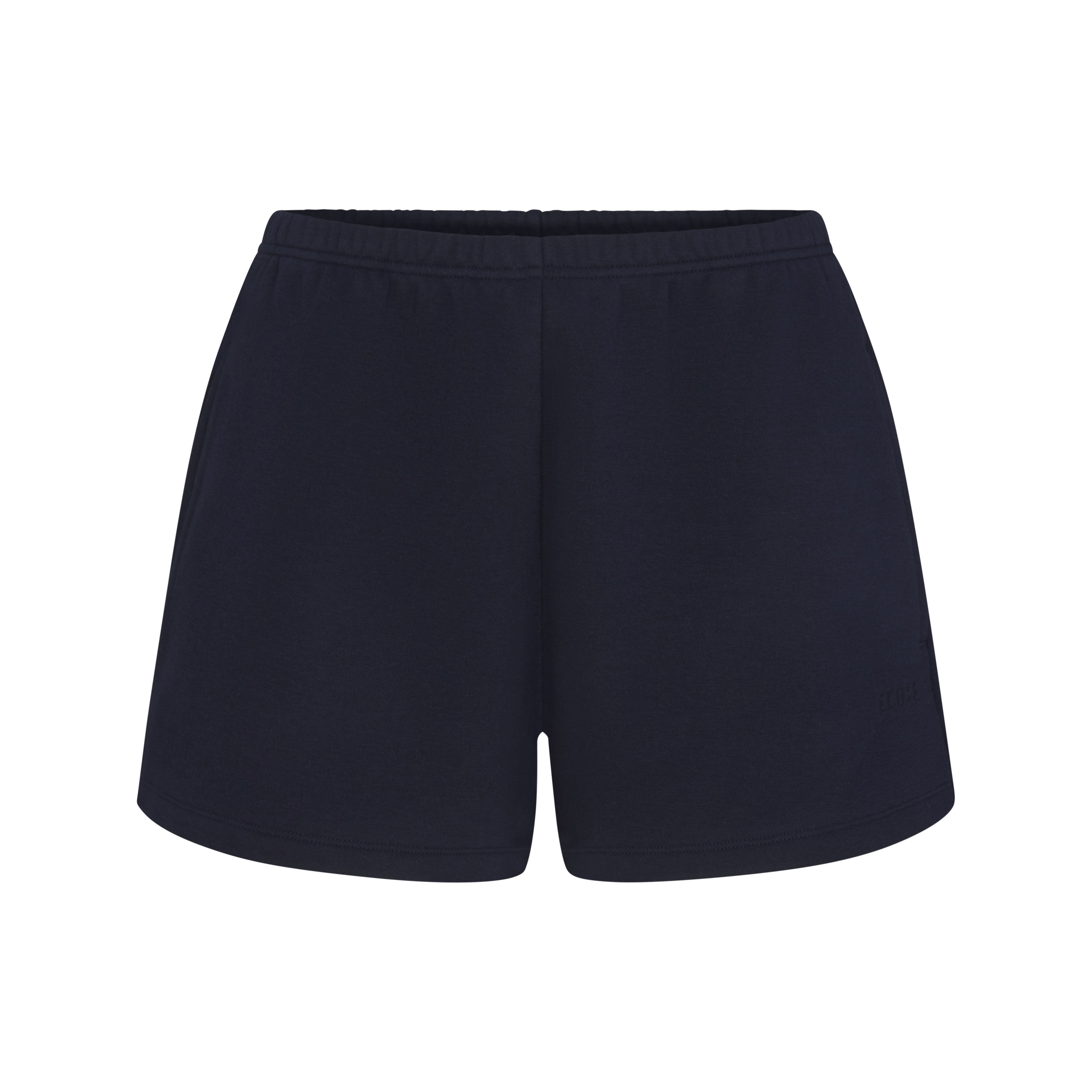 COTTON FLEECE CLASSIC SHORT | NAVY & LAYS FLAT ON A WHITE BACKGROUND | FLT