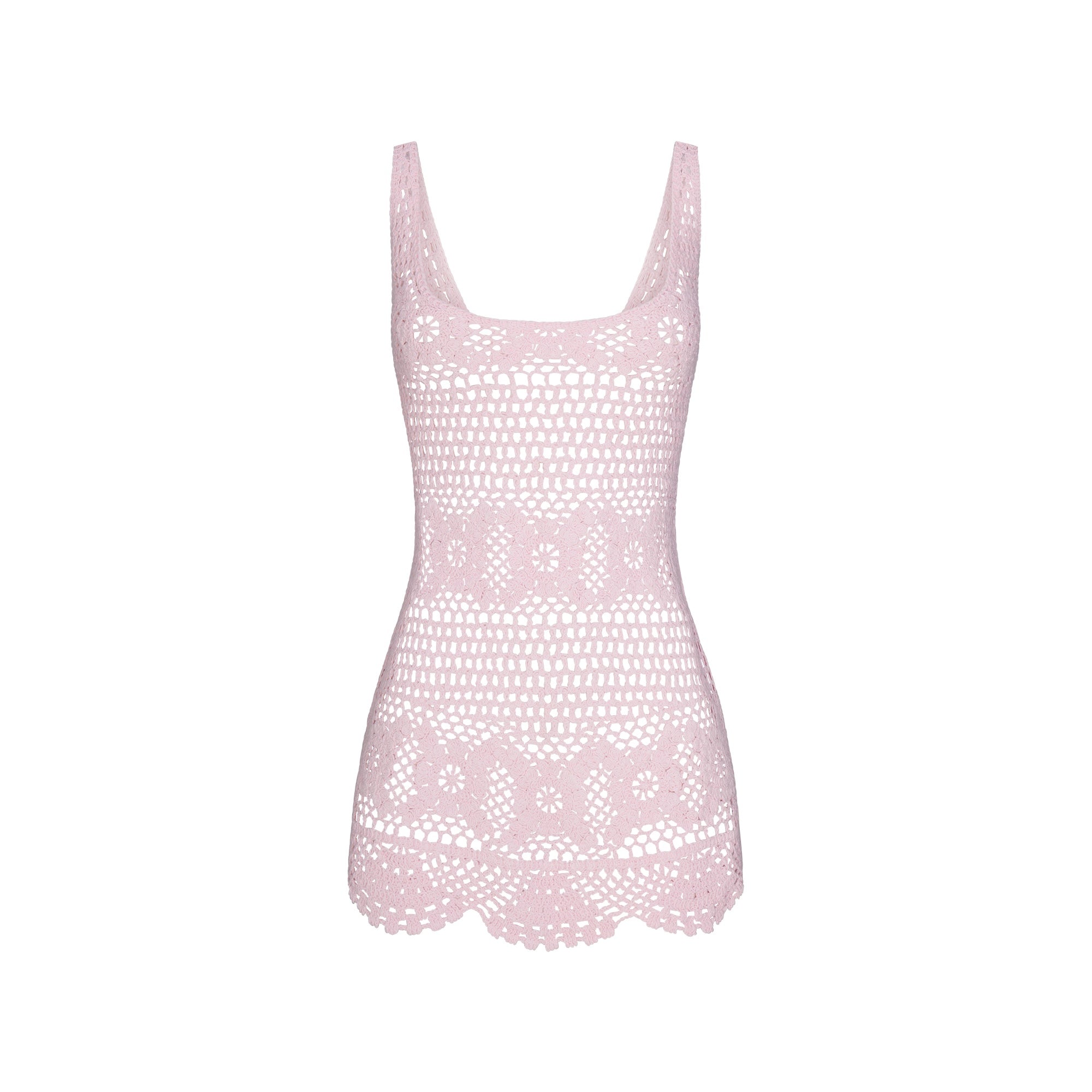 CROCHET COVER-UPS TANK DRESS | CHERRY BLOSSOM FLAT ON A WHITE BACKGROUND | FLT