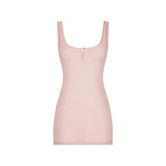 SHEER RIB MINI SLIP DRESS | MORGANITE FLAT ON A WHITE BACKGROUND | FLT