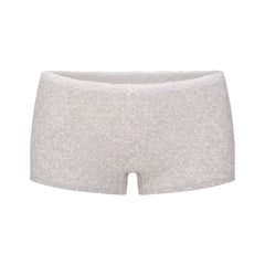 LIGHTWEIGHT COTTON POINTELLE LACE CAMI AND BOY SHORT SET | LIGHT HEATHER GREY PIN DOT FLAT ON A WHITE BACKGROUND | FOCUS: 0.0, 1.0, 0.9