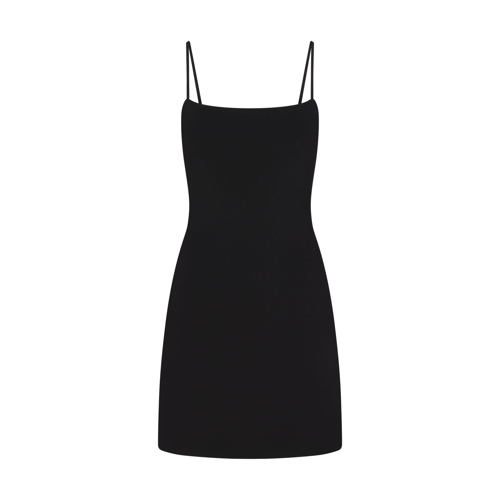 REFINED KNIT MINI DRESS | OBSIDIAN FLAT ON A WHITE BACKGROUND | FLT