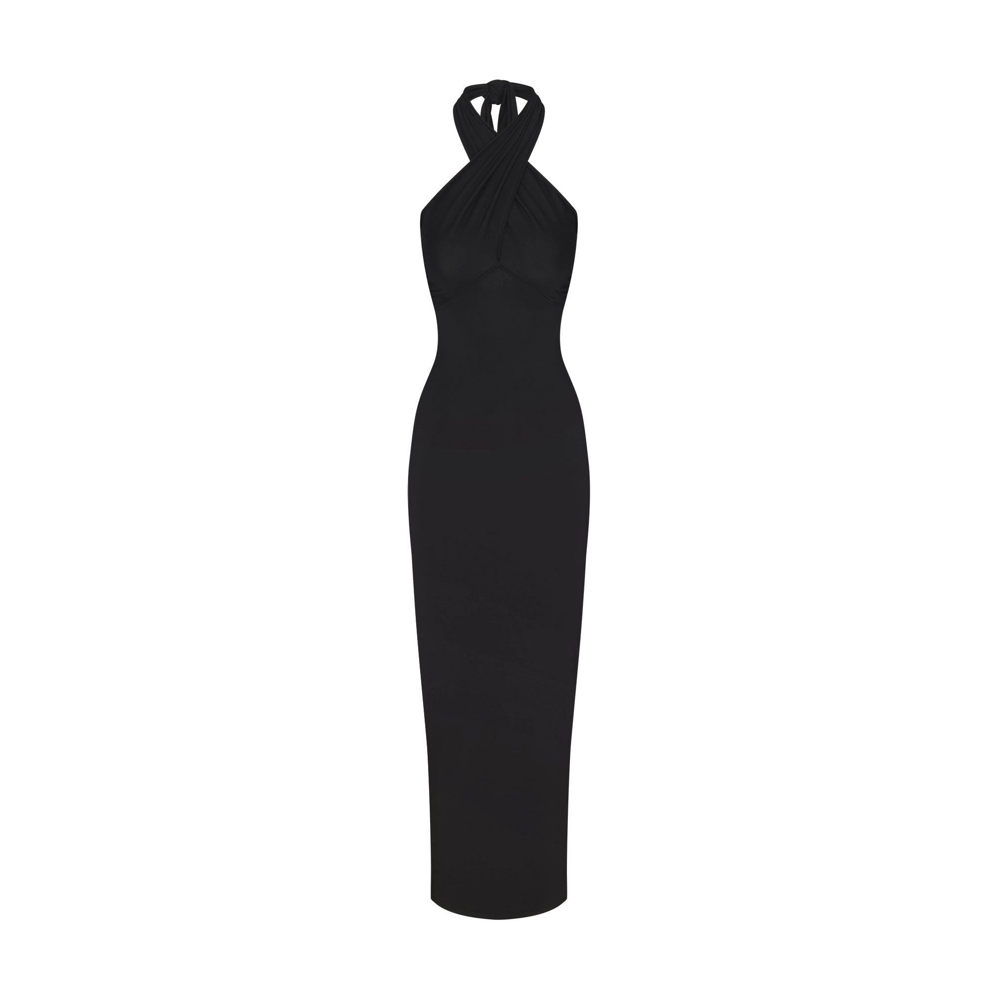 SMOOTH LAYERS CONVERTIBLE LONG DRESS | OBSIDIAN FLAT ON A WHITE BACKGROUND | FLT