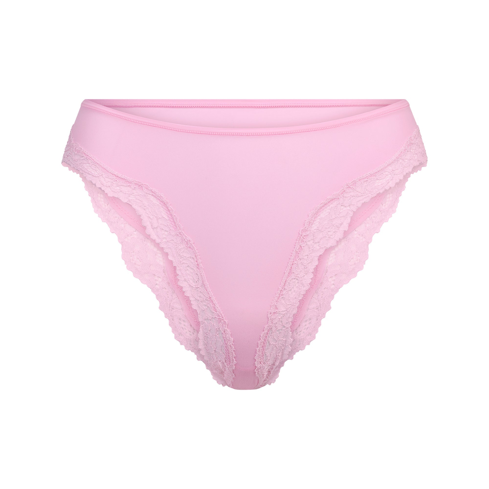FITS EVERYBODY LACE TANGA | BUBBLE GUM TONAL FLAT ON A WHITE BACKGROUND | FLT @ | FOCUS: 0.0, 1.0, 0.9