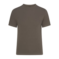 SKIMS COTTON RIB MENS T-SHIRT | JUNGLE & LAYS FLAT ON A WHITE BACKGROUND | FLT