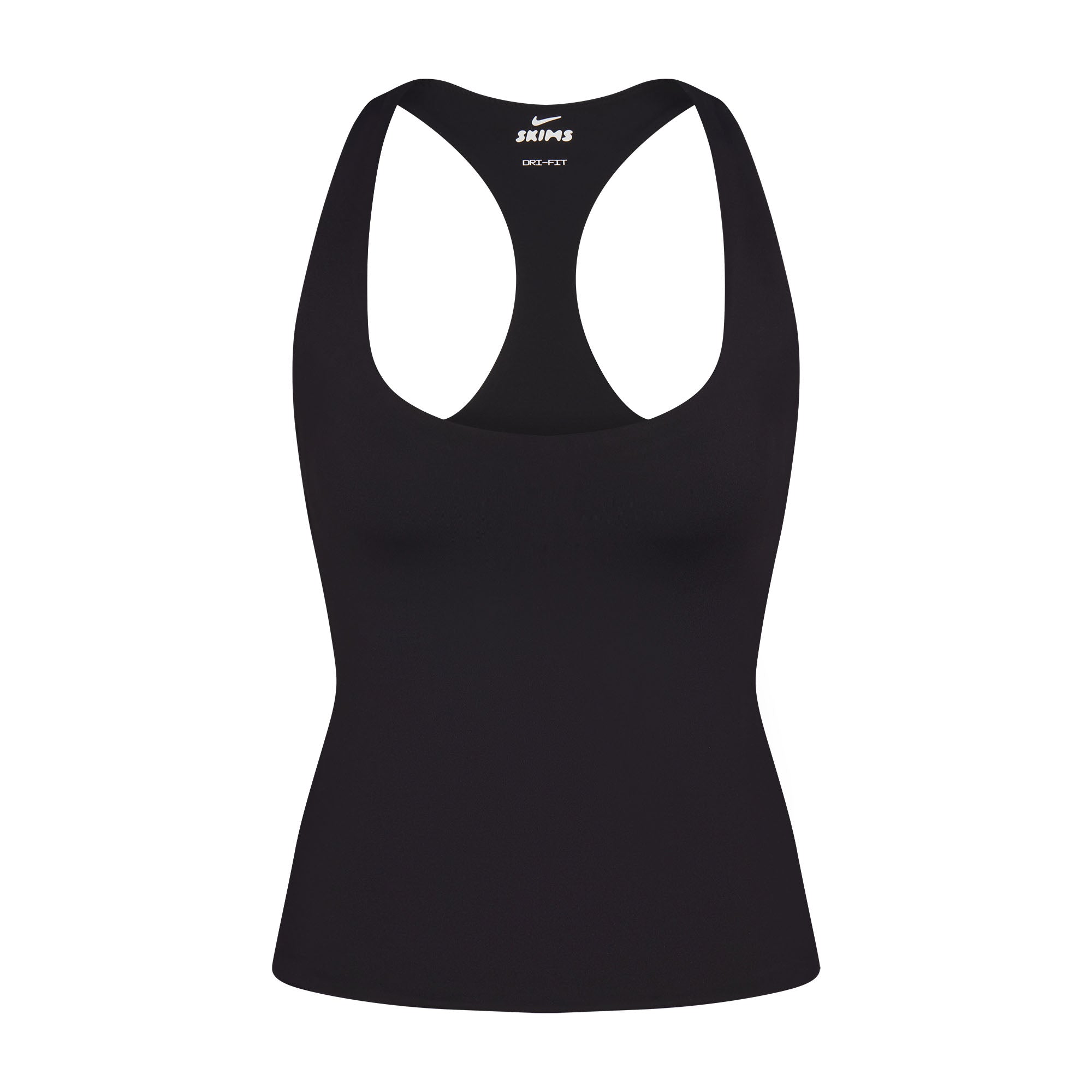 NikeSKIMS MATTE RACER BACK TANK | OBSIDIAN FLAT ON A WHITE BACKGROUND | FLT