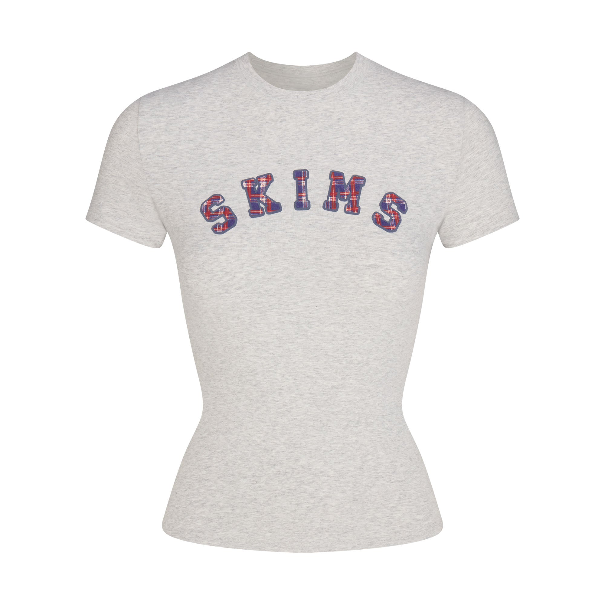 COTTON JERSEY LOGO T-SHIRT | LHG ARCHED SKIMS PLAID & LAYS FLAT ON A WHITE BACKGROUND | FLT