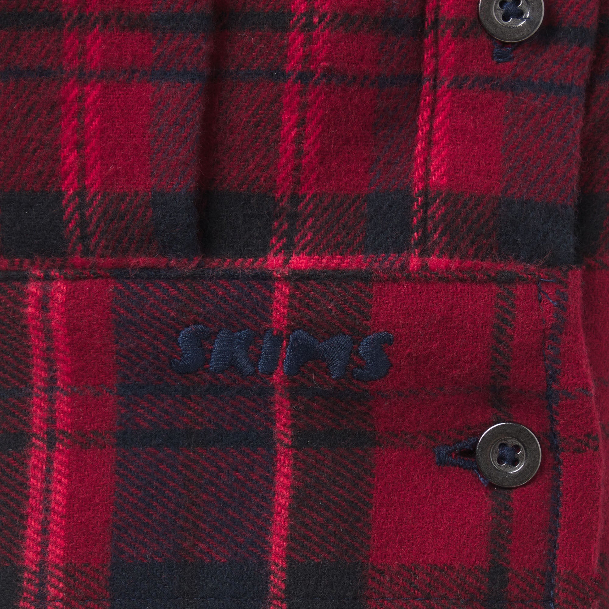 OUTDOOR FLANNEL OVERSIZED HOODED SHIRT | MERLOT CABIN PLAID & LAYS FLAT ON A WHITE BACKGROUND | FLT