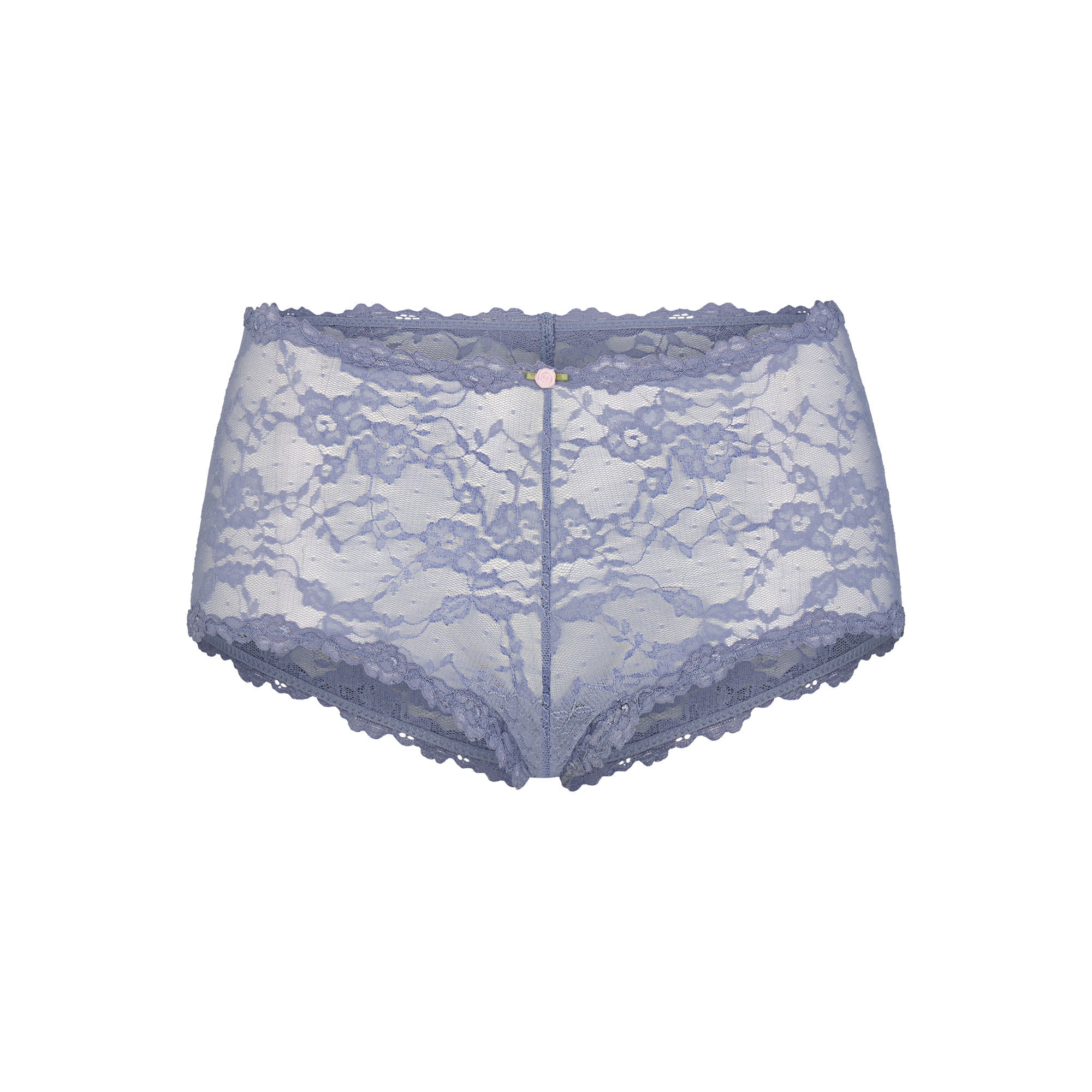 STRETCH LACE BOY SHORT | SLATE & LAYS FLAT ON A WHITE BACKGROUND | FLT