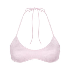 SATIN SWIM SMOCKED SCOOP BIKINI TOP | CHERRY BLOSSOM FLAT ON A WHITE BACKGROUND | FLT