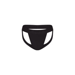 SKIMS STRETCH MENS JOCKSTRAP | OBSIDIAN FLAT ON A WHITE BACKGROUND @ | FOCUS: 0.0, 1.0, 0.9