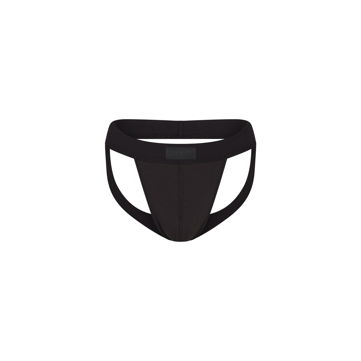 SKIMS COTTON MENS JOCKSTRAP | ONYX FLAT ON A WHITE BACKGROUND @ | FOCUS: 0.0, 1.0, 0.9
