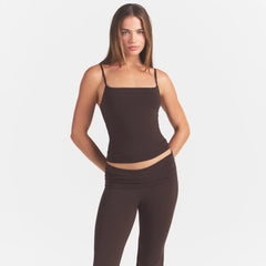 COTTON JERSEY CAMI | ESPRESSO ON A MODEL FRONT VIEW@ | FOCUS: 0.0, 1.0, 0.9