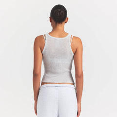 SHEER RIB TANK | LIGHT HEATHER GREY ON A MODEL SIDE VIEW @ | FOCUS: 0.0, 1.0, 0.9