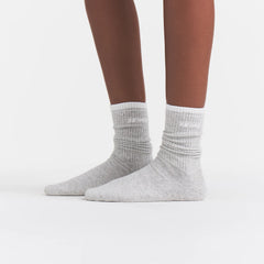 RIBBED CREW LOGO SOCK 3-PACK | CURRANT SNOW MULTI ON A MODEL | FOCUS: 0.0, 1.0, 0.9