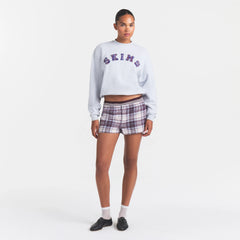 COTTON FLEECE CLASSIC CREWNECK | LHG ARCHED SKIMS PLAID ON A MODEL | FLT@ | FOCUS: 0.0, 1.0, 0.9