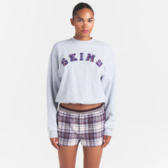 COTTON FLEECE CLASSIC CREWNECK | LHG ARCHED SKIMS PLAID ON A MODEL | FLT@ | FOCUS: 0.0, 1.0, 0.9