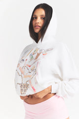 COTTON FLEECE CLASSIC HOODIE | SNOW IN MY BAG ON A MODEL SIDE VIEW @ | FOCUS: 0.0, 1.0, 0.9