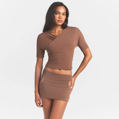 COTTON JERSEY WRAP TOP | JASPER ON A MODEL SIDE VIEW @ | FOCUS: 0.0, 1.0, 0.9