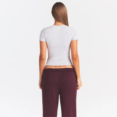 COTTON JERSEY LOGO T-SHIRT | LHG ARCHED SKIMS PLAID ON A MODEL | FOCUS: 0.0, 1.0, 0.9