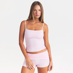 COTTON JERSEY SCOOP NECK CAMI | CHERRY BLOSSOM ON A MODEL SIDE VIEW @ | FOCUS: 0.0, 1.0, 0.9