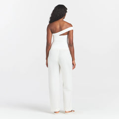 COTTON JERSEY ASYMMETRICAL TOP | MARBLE ON A MODEL BACK VIEW @ | FOCUS: 0.0, 1.0, 0.9
