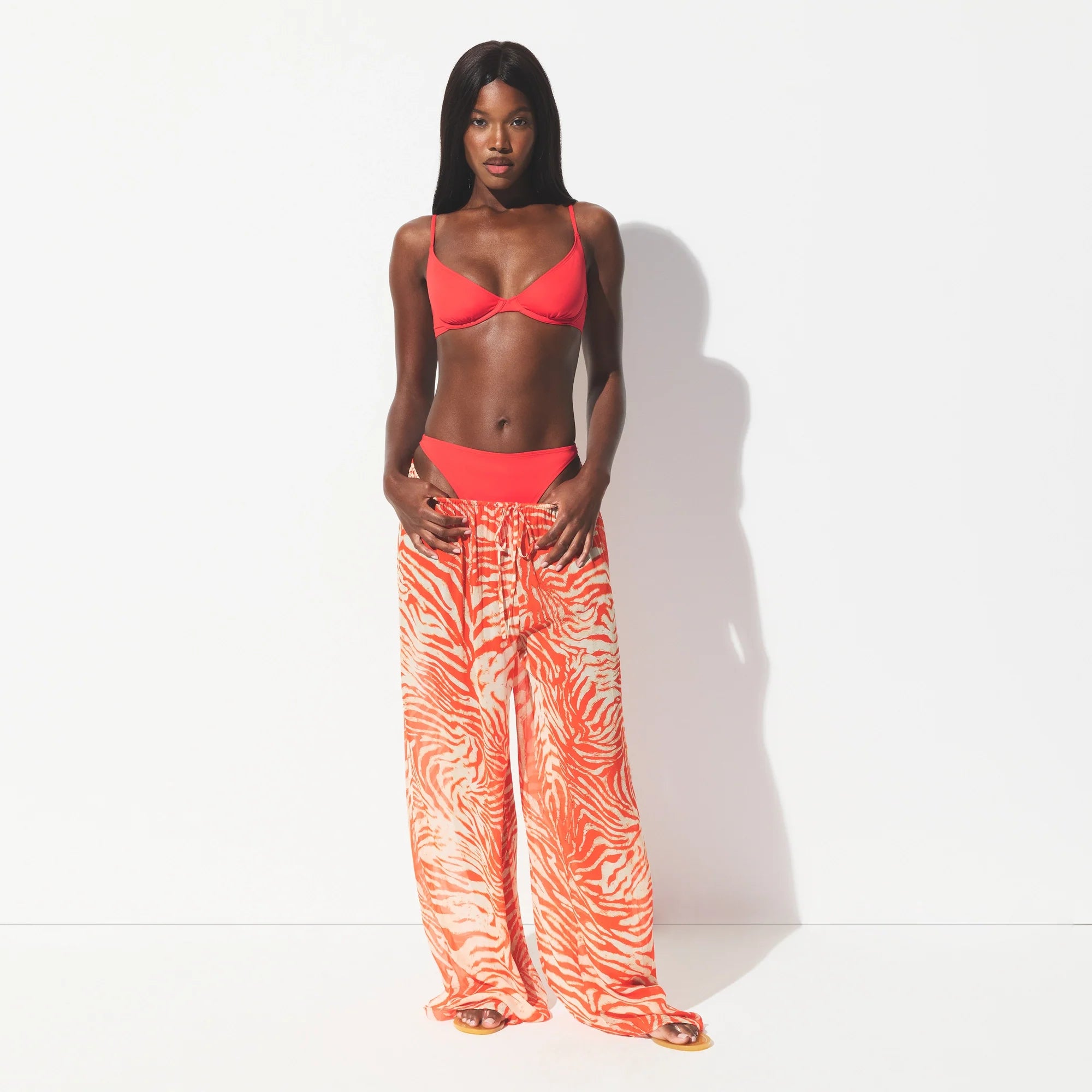 ICONIC SWIM UNDERWIRE DEMI BIKINI TOP | CARMINE ON A MODEL FRONT VIEW